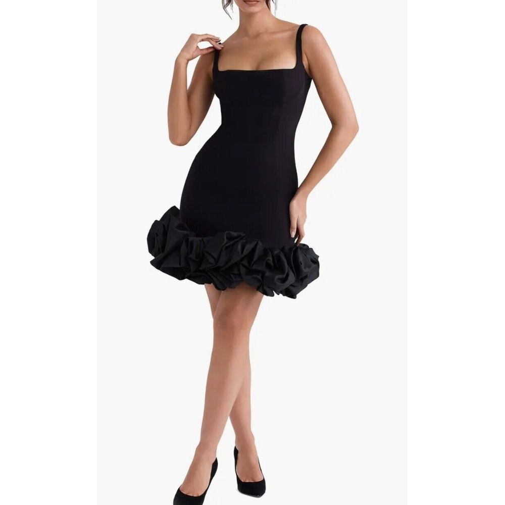 House of CB Black Ruffle Hem Mini Dress